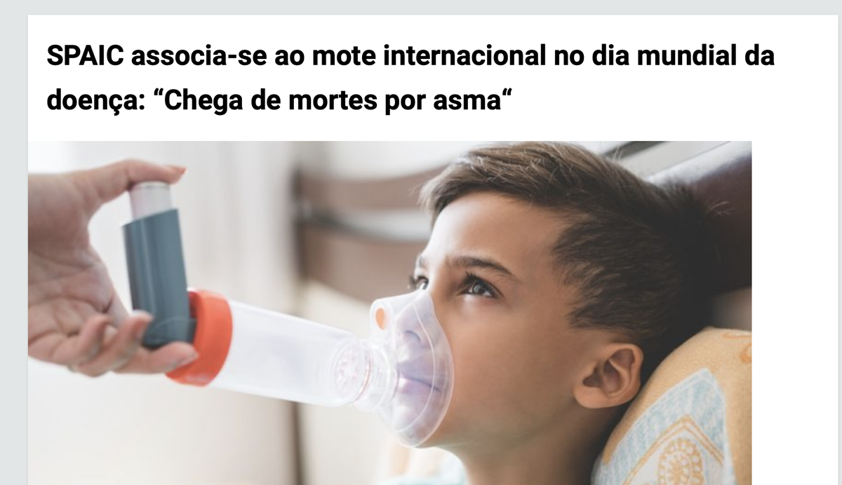 RaioX- 5/5/20 - SPAIC associa-se ao mote internacional no dia mundial da doença: “Chega de mortes por asma“