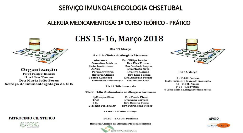 ALERGIA MEDICAMENTOSA: 1º CURSO TEÓRICO - PRÁTICO -  Centro Hospitalar de Setúbal