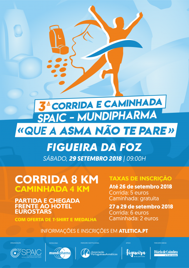 ÚLTIMO DIA DE INSCRIÇÃO - 3ª Corrida SPAIC – Mundipharma “Que a Asma não te pare”