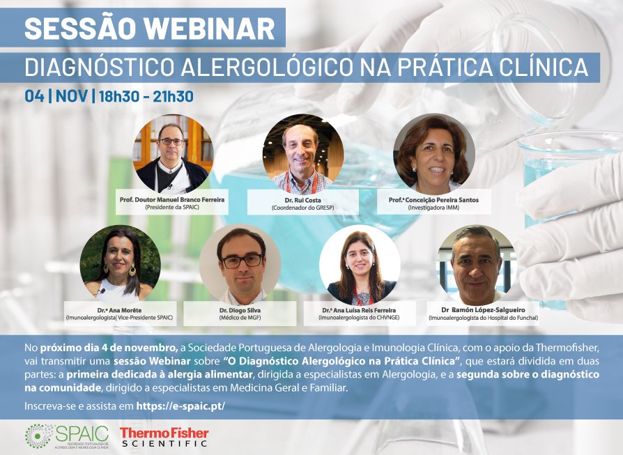 O DIAGNÓSTICO DA ALERGIA NA PRÁTICA CLÍNICA - WEBINAR - 4 NOVEMBRO 2020