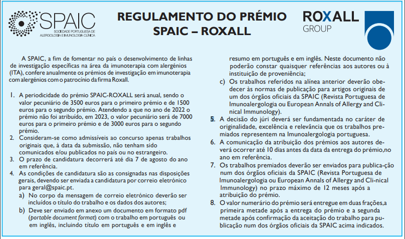 Prémio SPAIC-Roxall 2023