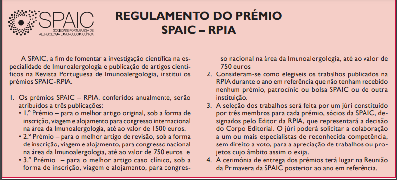 Regulamento Prémio SPAIC RPIA